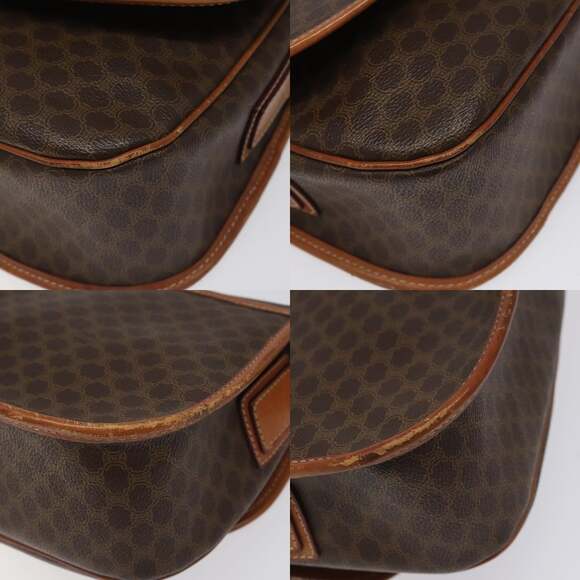 CELINE Macadam Canvas Shoulder Bag Pvc Leather Brown Gold - Picture 10 of 12